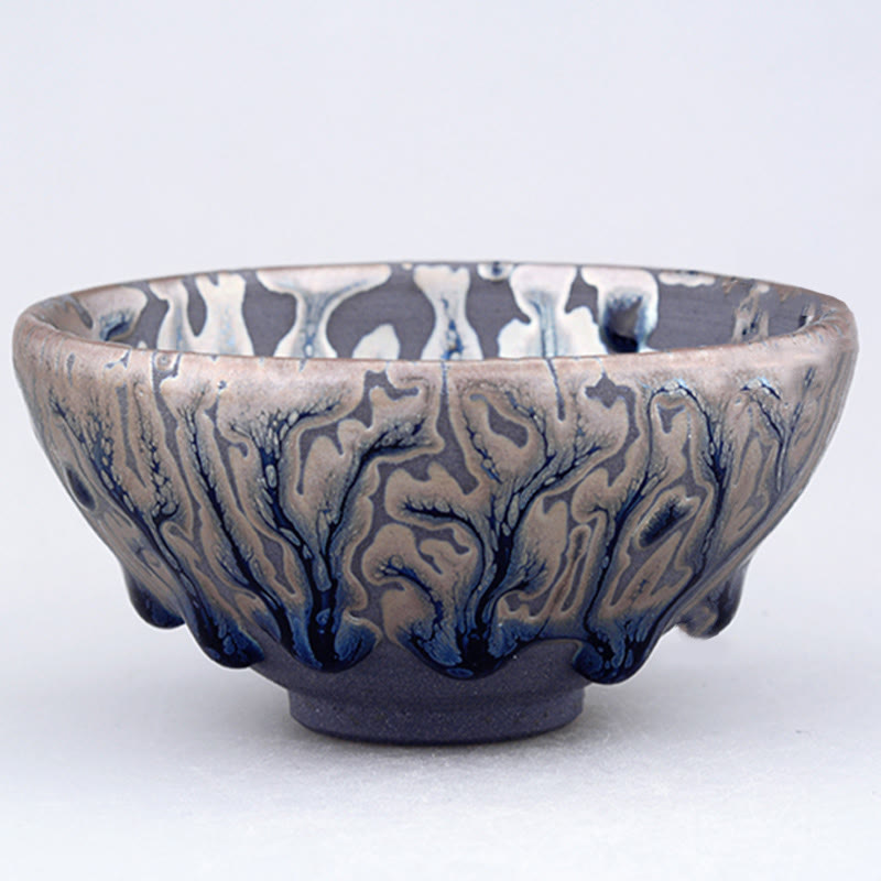 Taza de té de cerámica china Jianzhan, diseño de árbol de té hecho a mano con Buddha Stones, taza de té de Kung Fu