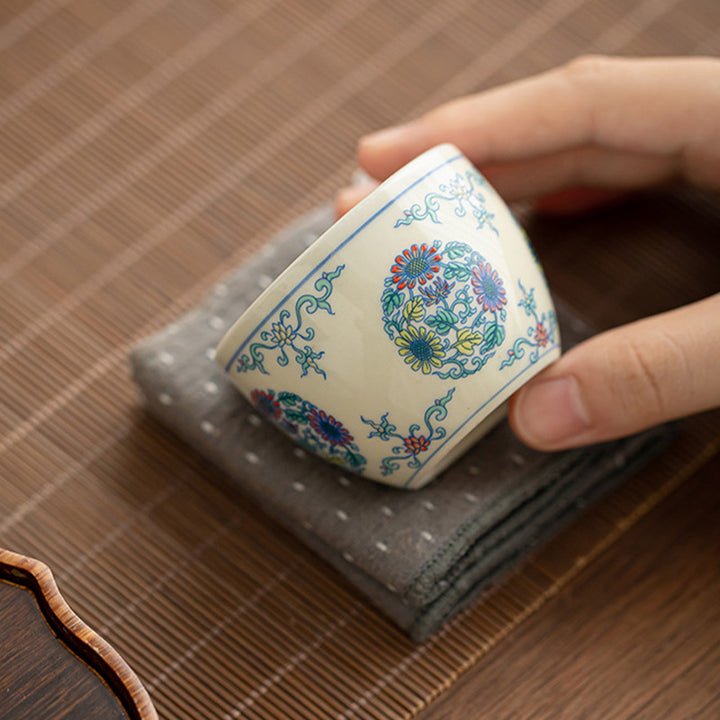 Taza de té de Buddha Stones, pez Koi, Arowana, peonía, girasol, taza de té de Kung Fu, 60ml