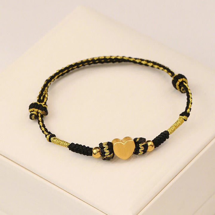 Pulsera trenzada hecha a mano con Buddha Stones, Tíbet, corazón de amor, nudo King Kong, suerte