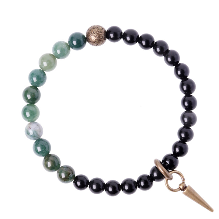 Pulsera de pareja de fuerza de cobre y cristal de sodalita obsidiana negra con Buddha Stones