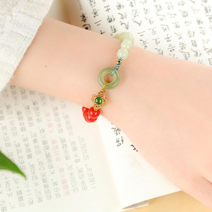 Pulsera de bendición de jade cinabrio natural