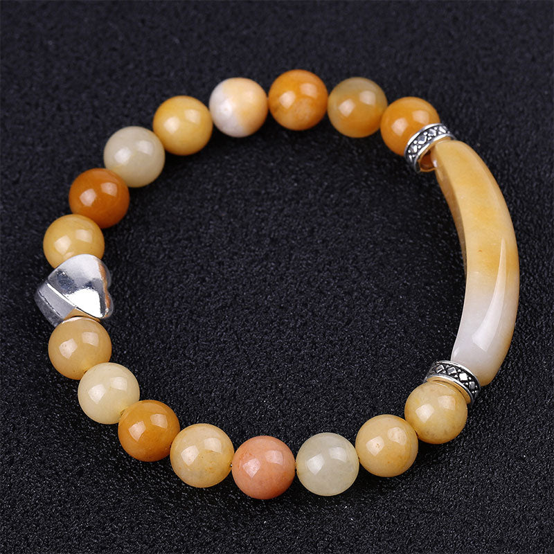 Pulsera de corazón unisex con cuentas de cristal natural