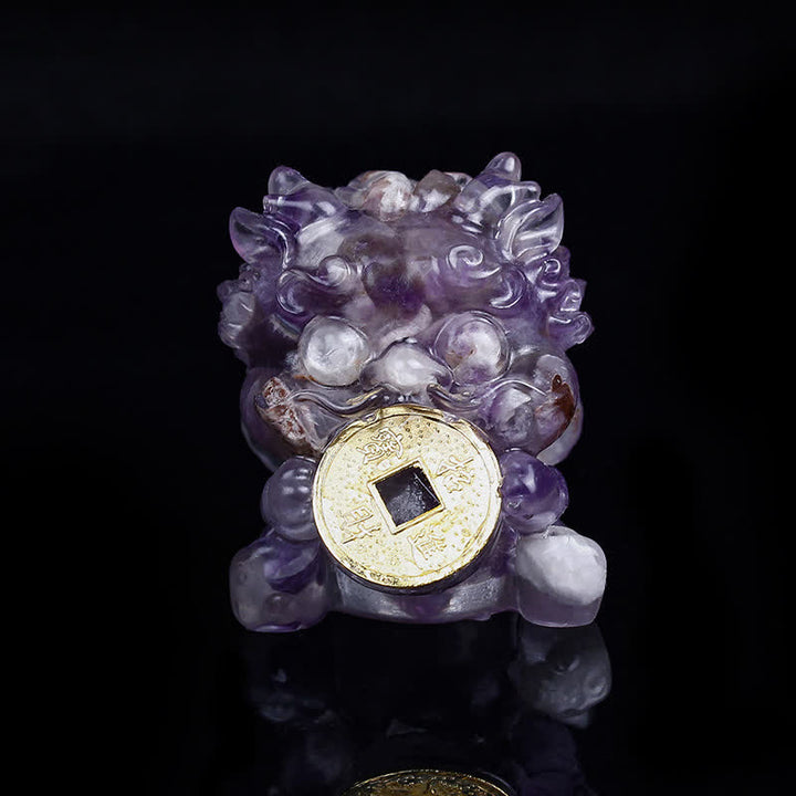 Buddha Stones hechas a mano, moneda de oro PiXiu, cristal Fengshui, energía, fortuna, decoración del hogar