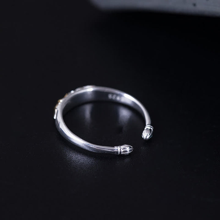 Anillo Nuevo Comienzo de Flor de Loto de Plata de Ley 925 con Buddha Stones