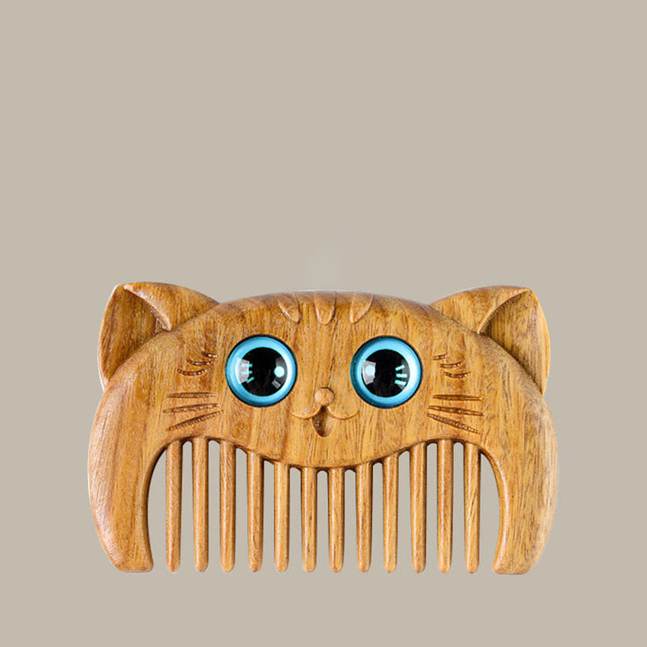 Peine portátil para curar sándalo verde con patrón de gato simple - image 13