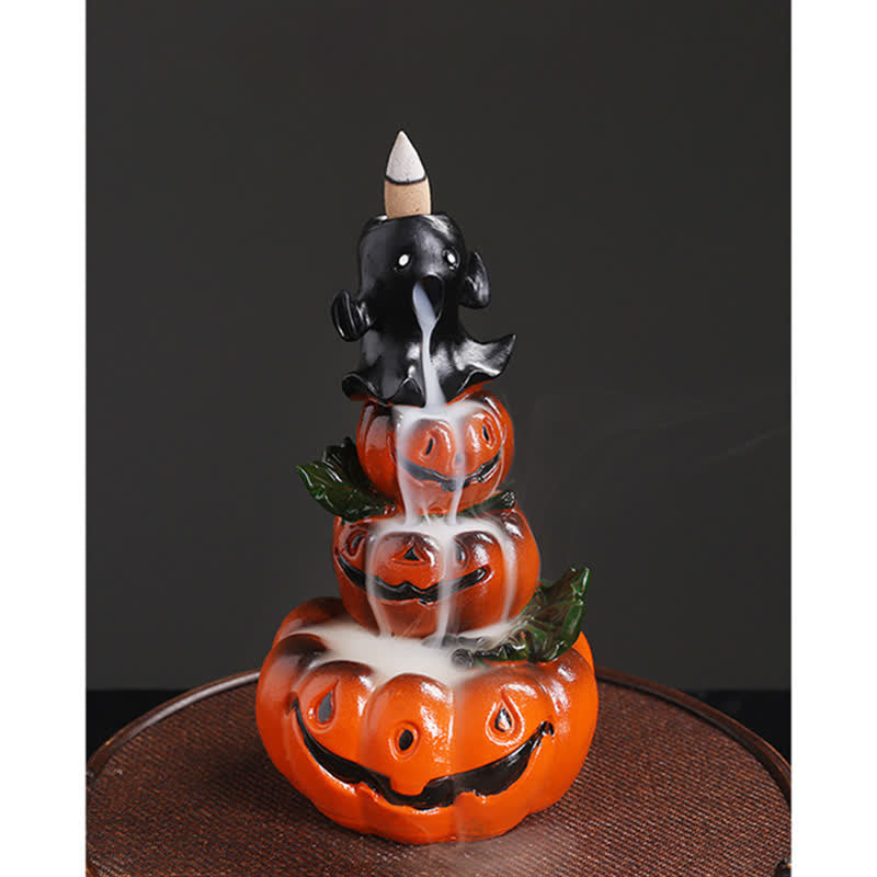 Quemador de incienso de fuente de humo de reflujo de resina fantasma de calabazas de Halloween Decoración