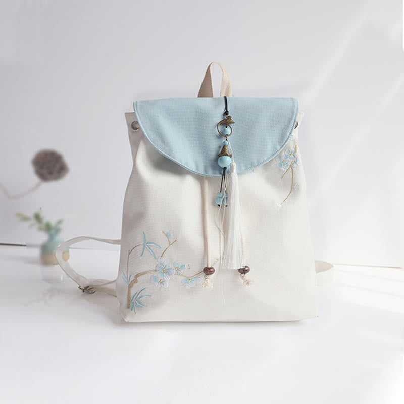Mochila de lona de gran capacidad bordada hecha a mano con Buddha Stones