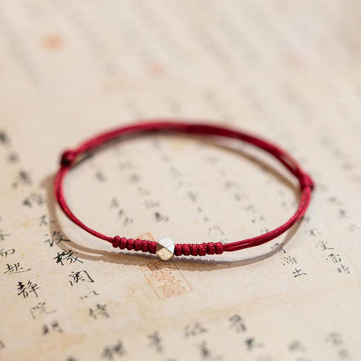 Pulsera trenzada de hilo rojo con protección de cuentas de la suerte de plata de ley 925 con Buddha Stones