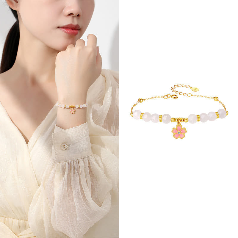Pulsera de protección de flor de cerezo de jade blanco hetiano de plata de ley 925 con Buddha Stones - image 8