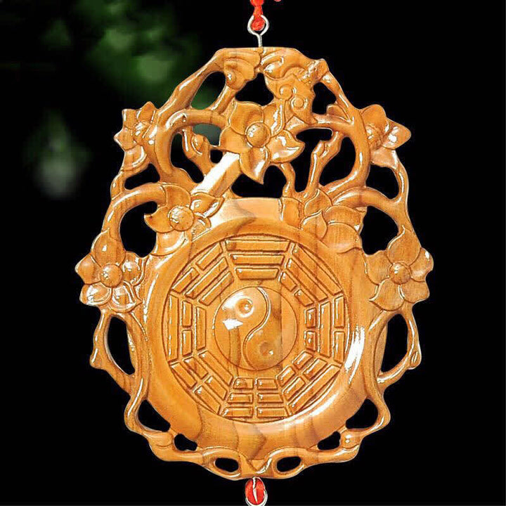 Mapa Feng Shui Bagua Madera de Durazno Mapa de Energía de Equilibrio Anudado Chino