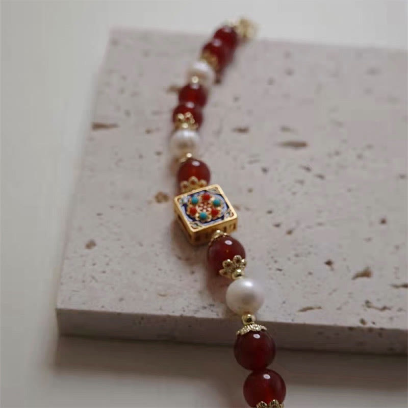 Pulsera Autoaceptación Confianza Perla Ágata Roja Buddha Stones