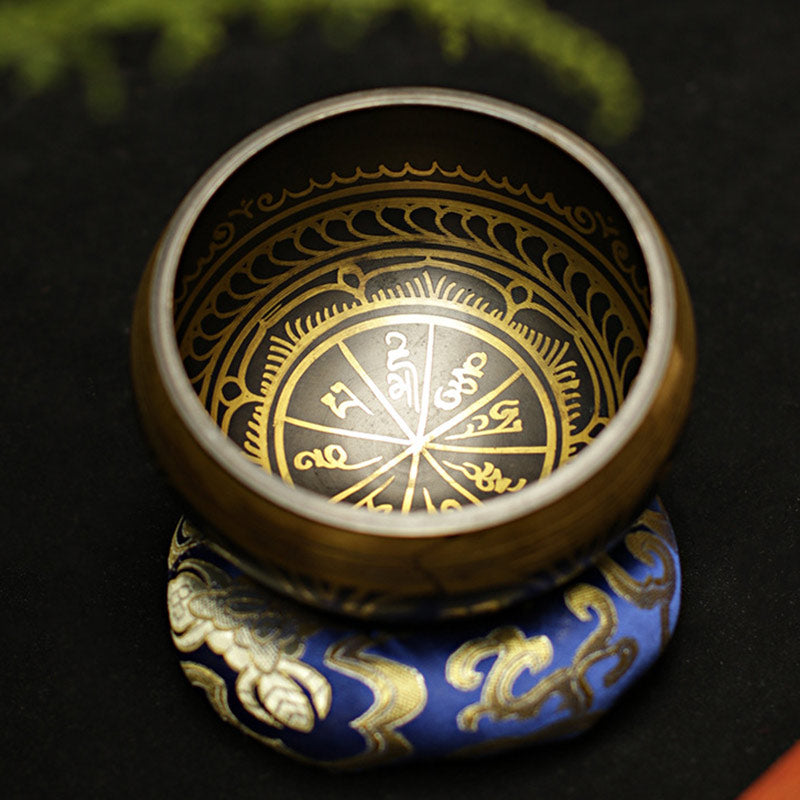 Cuenco con sonido de meditación tibetana, Buddha Stones , hecho a mano, para curación y atención plena, protección, juego de cuencos para cantar