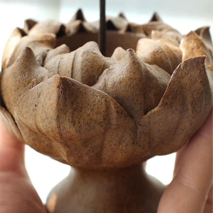 Quemador de incienso de cerámica con diseño de flor de loto y Buddha Stones , decoración para el hogar