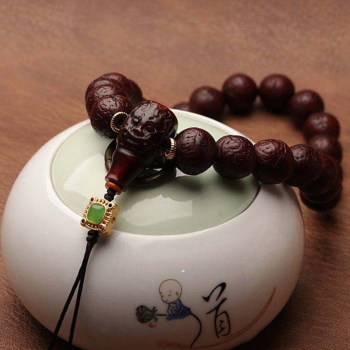 Cuenta de ágata de semilla de Bodhi tibetana, abalorio de borla de suerte y riqueza, Mala para muñeca