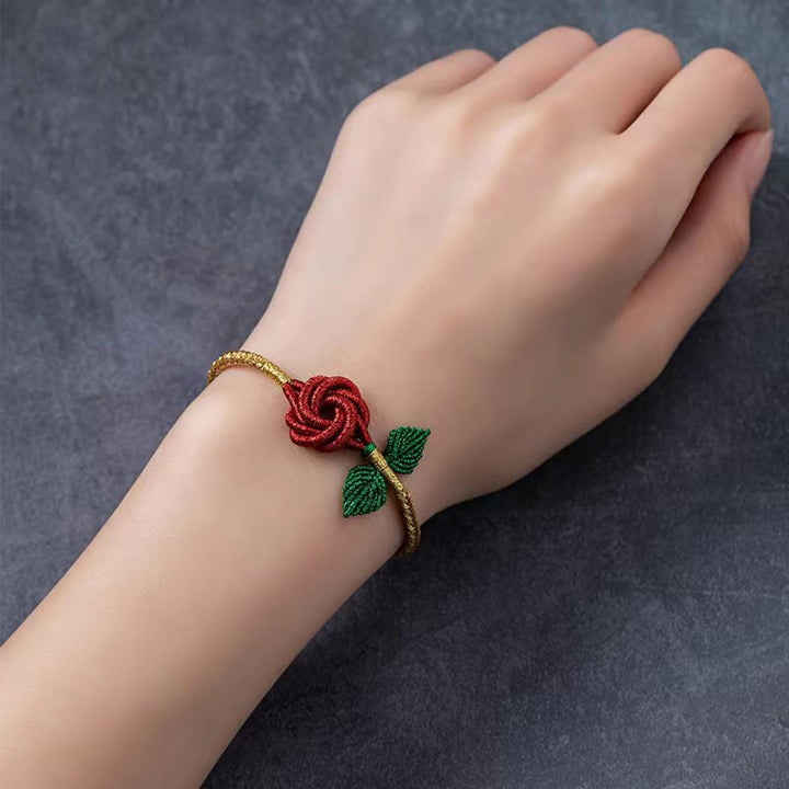 Pulsera hecha a mano con Buddha Stones, cuerda de flor rosa, ocho hilos, nudo de paz, suerte