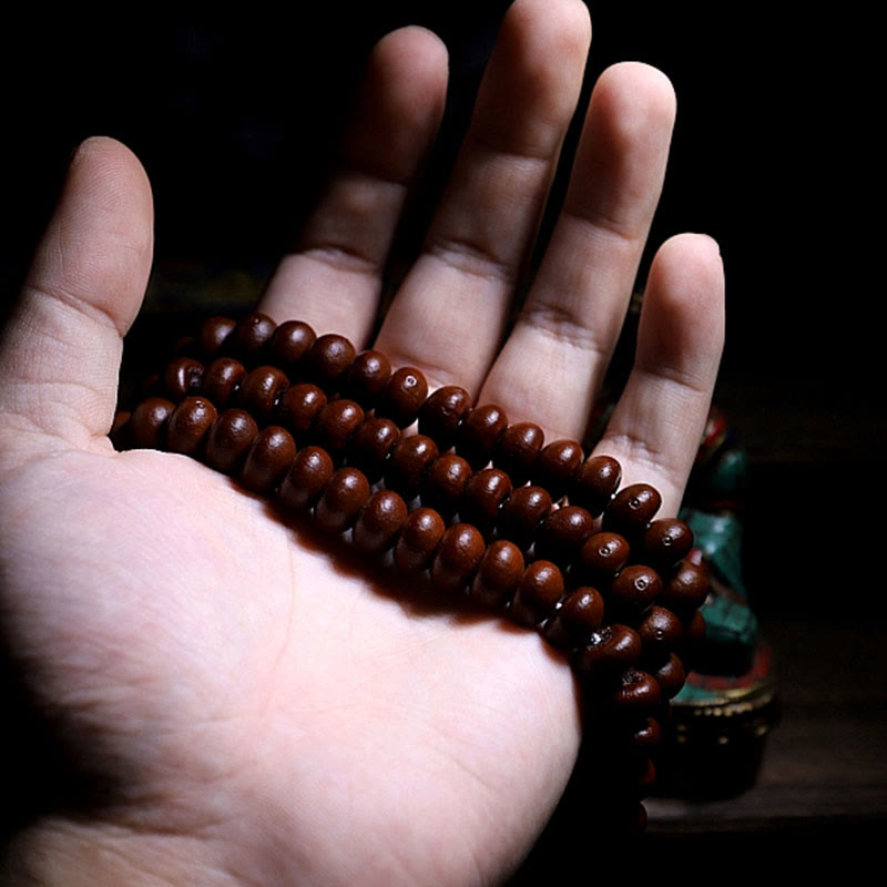 Buddha Stones naturales del Tíbet 108 cuentas de Mala semilla de Bodhi púrpura cuentas Dzi de tres ojos pulsera de armonía Dorje de cobre