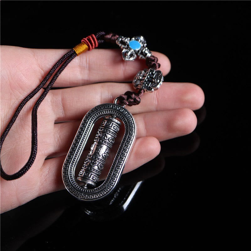Rueda de oración Tíbet Om Mani Padme Hum, decoración colgante giratoria para coche, paz