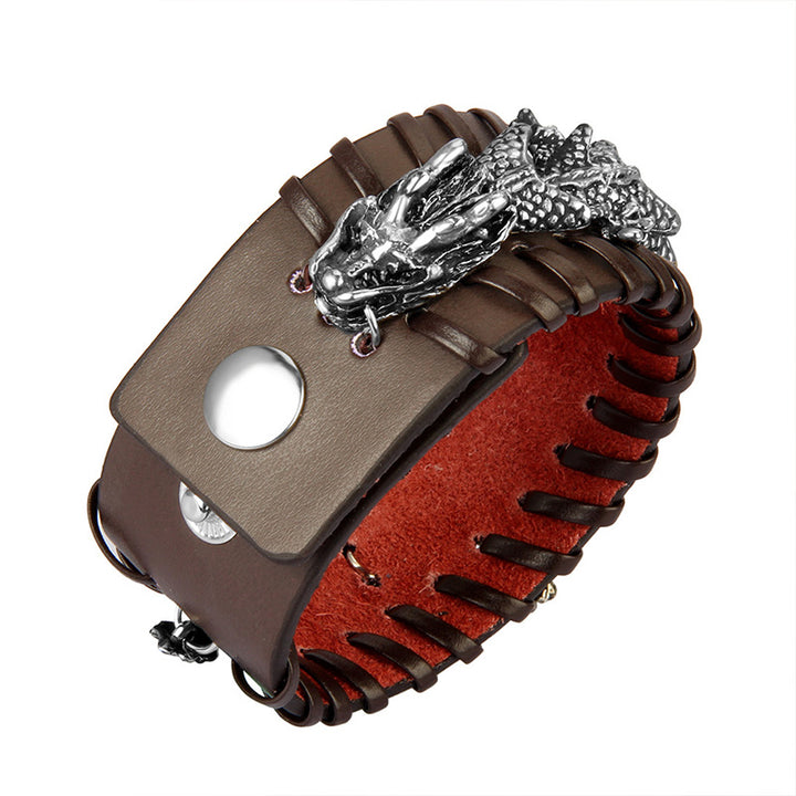Pulsera de tejido de protección de cuero de dragón