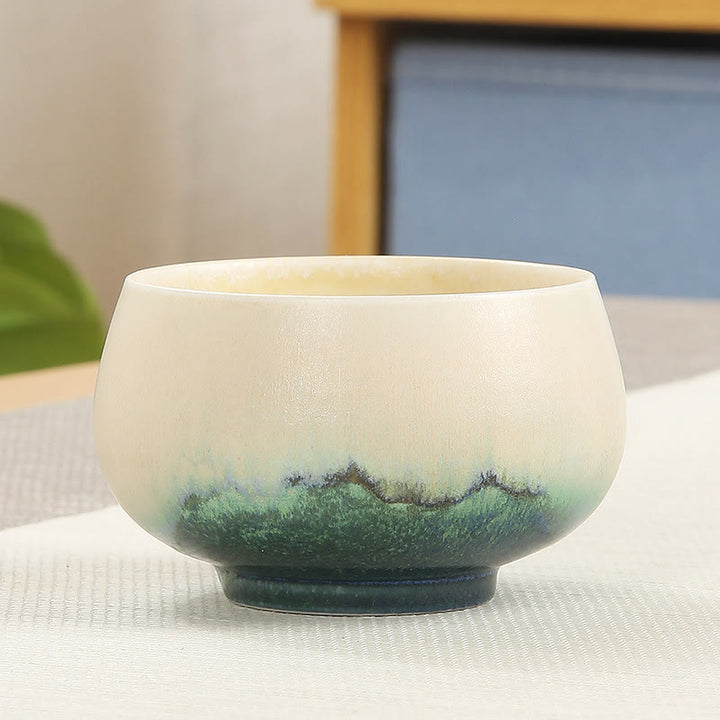 Tazas de té de cerámica verde creativas de Buddha Stones, tazas de té de Kung Fu