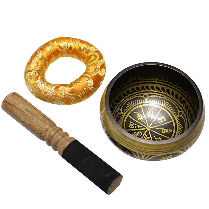 Cuenco con sonido de meditación tibetana, Buddha Stones , hecho a mano, para curación y atención plena, protección, juego de cuencos para cantar