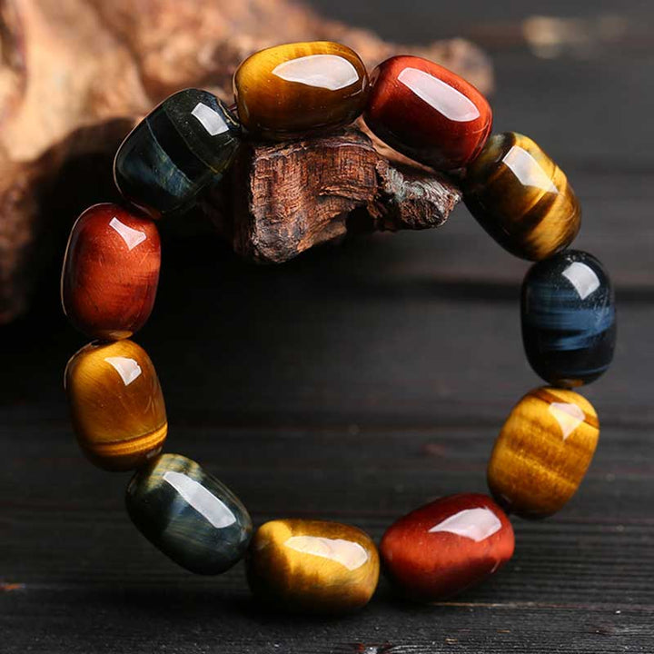 Pulsera de protección curativa de ojo de tigre natural con Buddha Stones