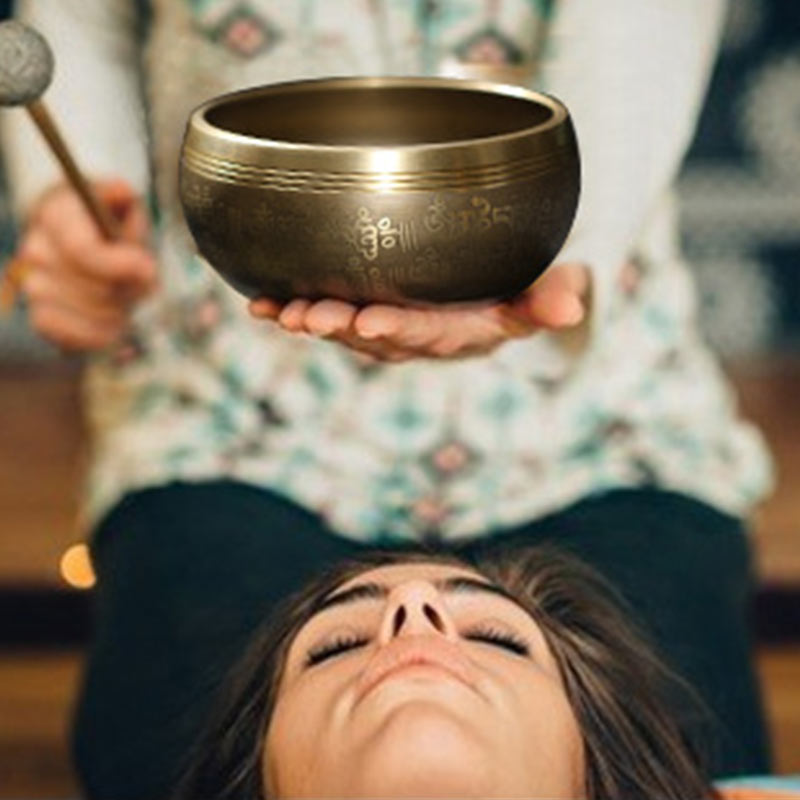 Cuenco con sonido de meditación tibetana con Buddha Stones hecho a mano para curación y atención plena, juego de cuencos para cantar