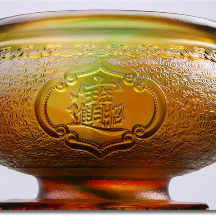 Hecho a mano Liuli Crystal PiXiu Treasure Bowl Art Piece Decoración del hogar