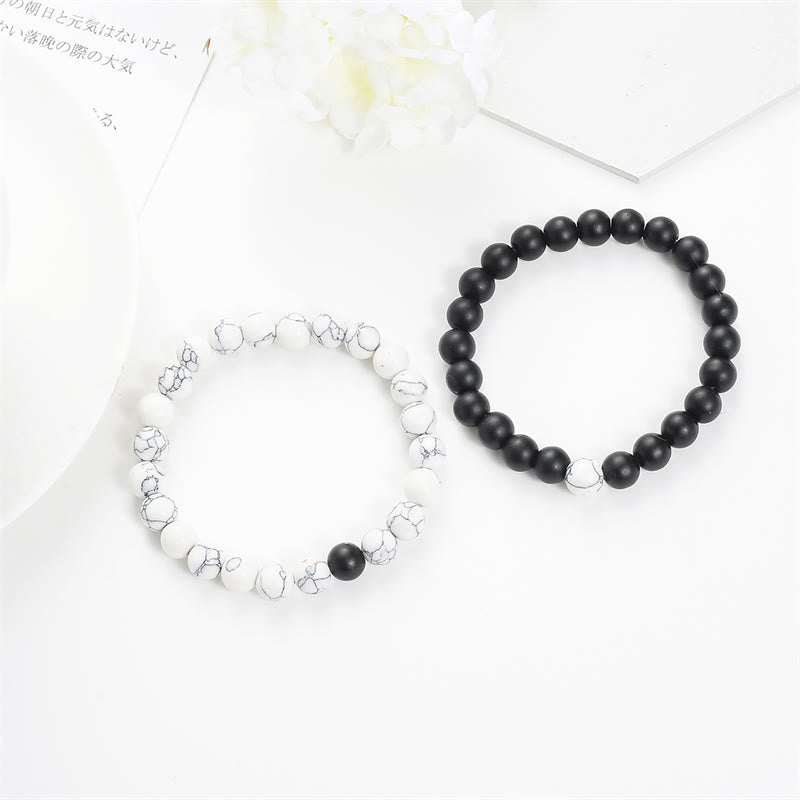 Pulsera de pareja con cuentas de turquesa blanca y piedra esmerilada Natural de Buddha Stones , 2 uds.
