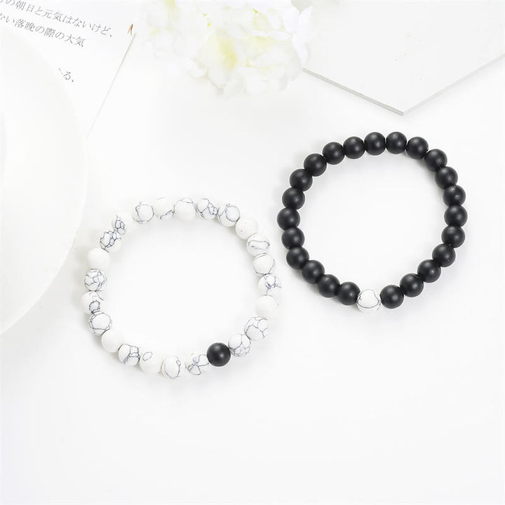 Pulsera de pareja con cuentas de turquesa blanca y piedra esmerilada Natural de Buddha Stones , 2 uds.
