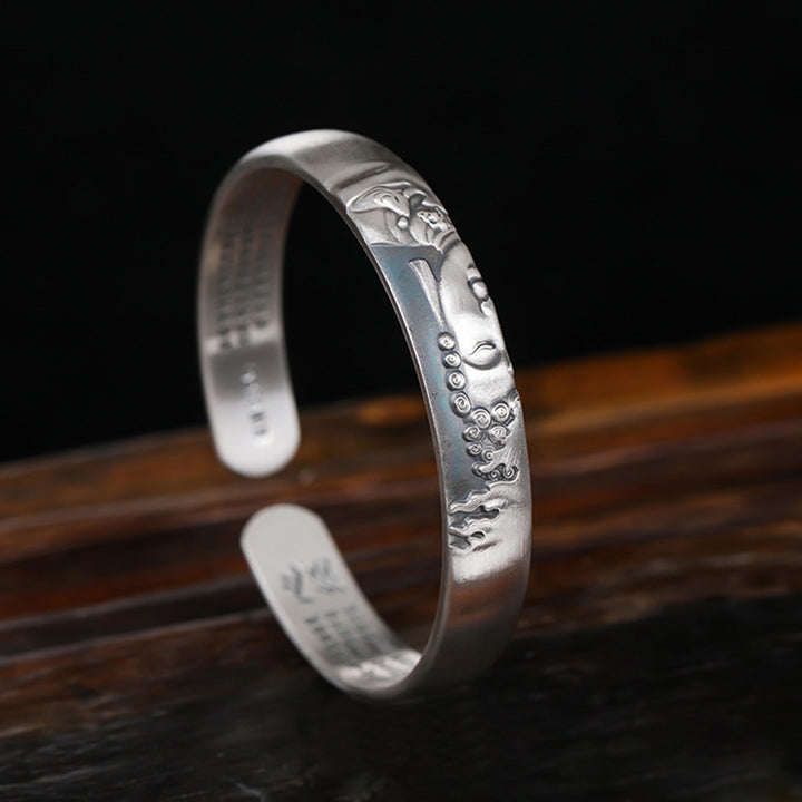 Pulsera de plata de ley 999 con Buddha Stones , cabeza de Buda, corazón, Sutra Serenity