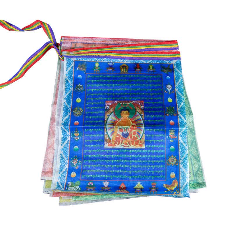 Bandera tibetana de oración al aire libre, 5 colores, caballo de viento, Buda, Tara, escrituras curativas, auspiciosas