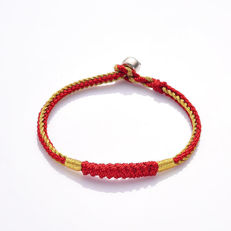 Pulsera de protección de cadena de suerte trenzada hecha a mano tibetana con Buddha Stones