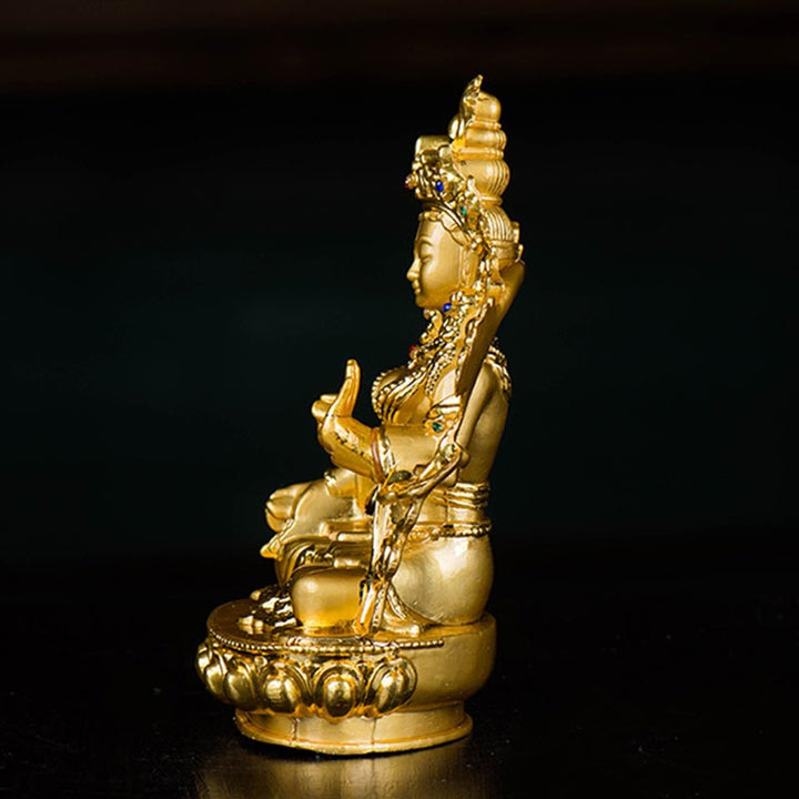 Decoración de estatua chapada en oro con protección de esperanza de Tara Blanca Bodhisattva - image 6