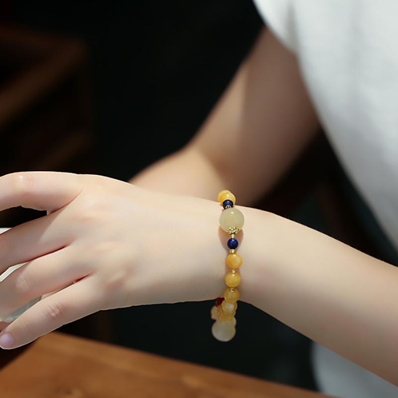 Pulsera de la suerte de la riqueza del encanto de la calabaza del jade de la seda dorada natural de las Buddha Stones