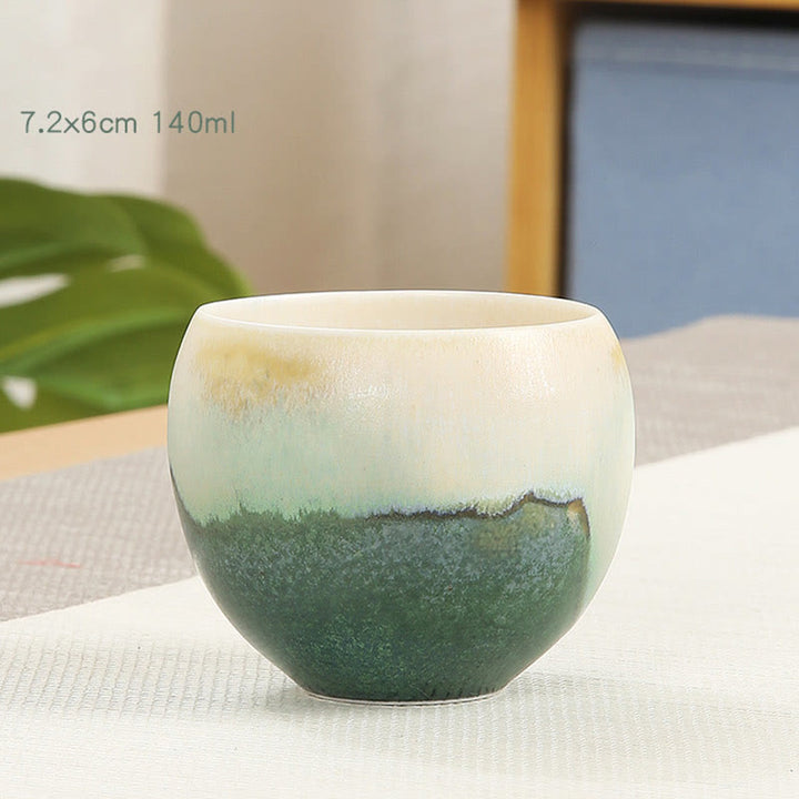 Tazas de té de cerámica verde creativas de Buddha Stones, tazas de té de Kung Fu