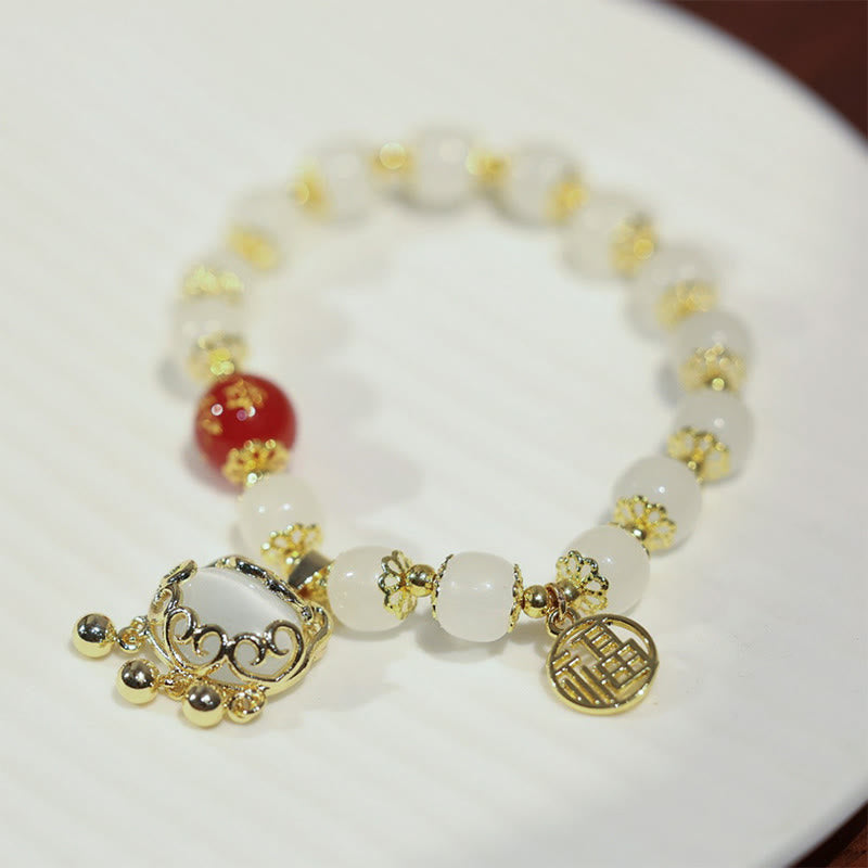 Pulsera de bendición de personaje Fu con dije de cerradura china de molino de Buddha Stones