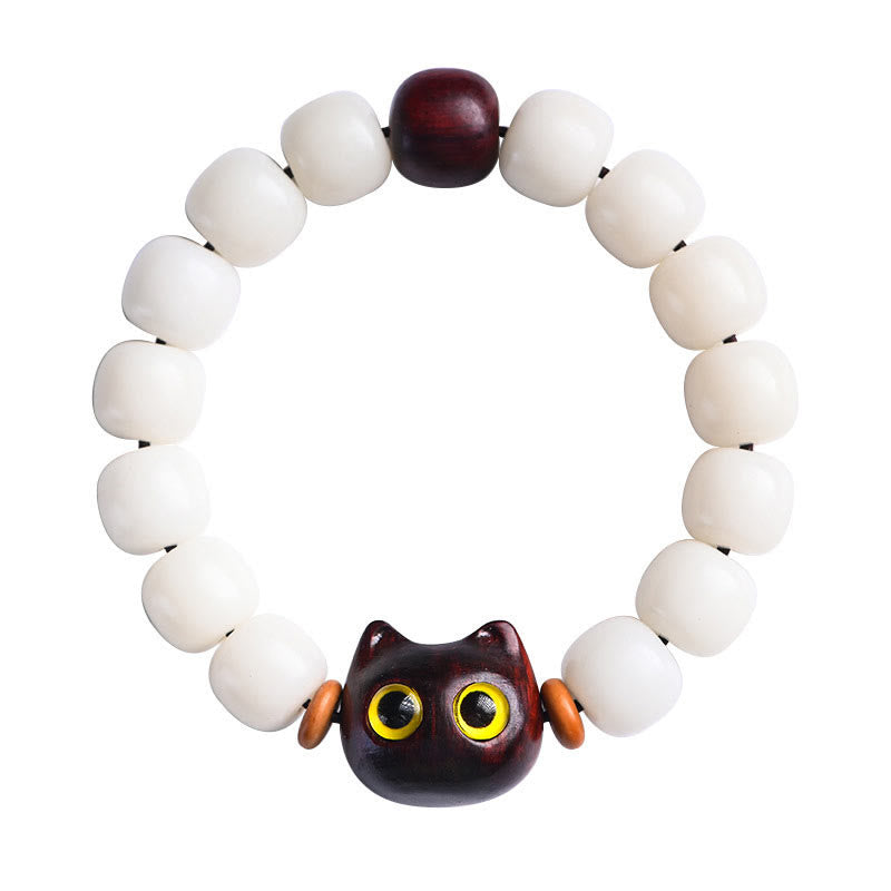 Buddha Stones, semillas naturales de Bodhi, hoja pequeña, sándalo rojo, madera de ébano, pulsera de sabiduría de gato de la suerte - image 9