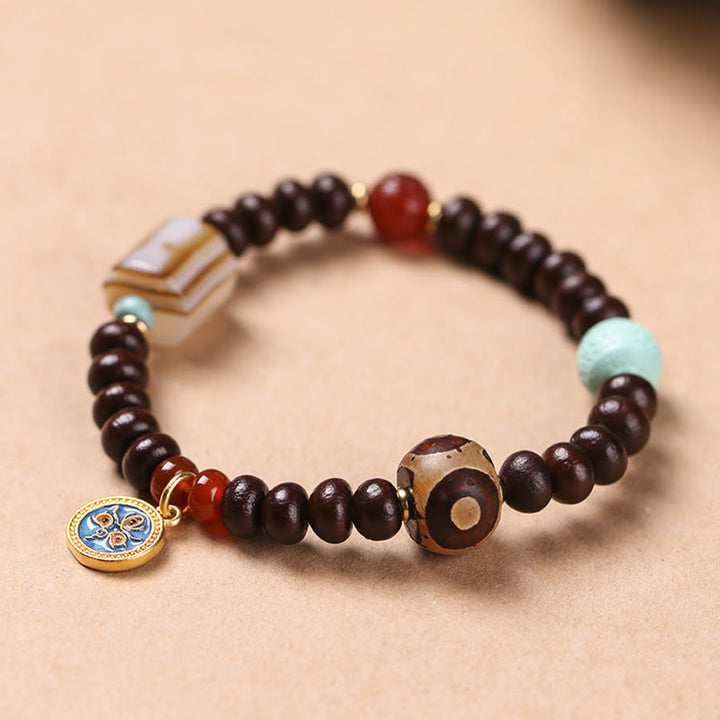 Buddha Stones Natural Tíbet Púrpura Bodhi Semilla Dzi Cuenta Dios de la Riqueza Pulsera de Sabiduría