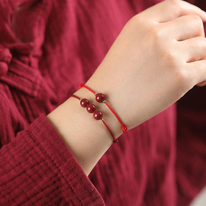 Pulsera tobillera con cuentas de cinabrio de la suerte naturales con Buddha Stones