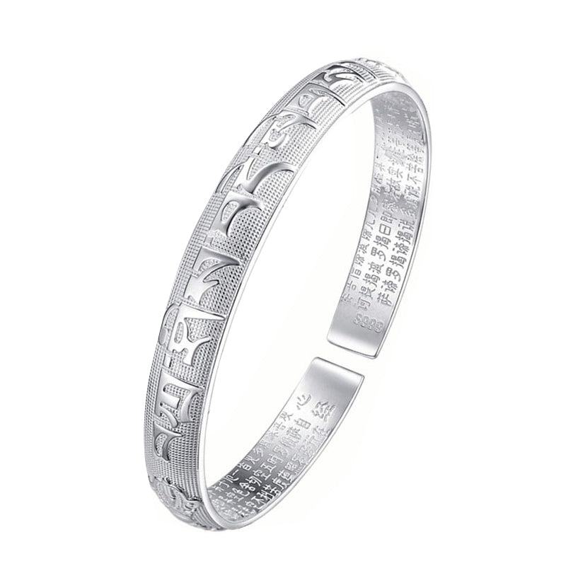Brazalete de pulsera de oración y meditación de cobre blanco sánscrito tibetano con Buddha Stones