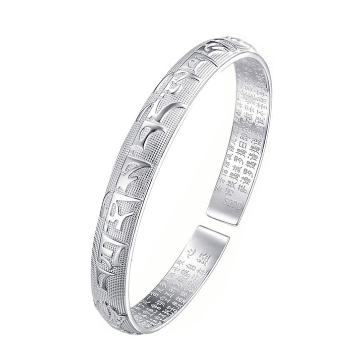 Brazalete de pulsera de oración y meditación de cobre blanco sánscrito tibetano con Buddha Stones