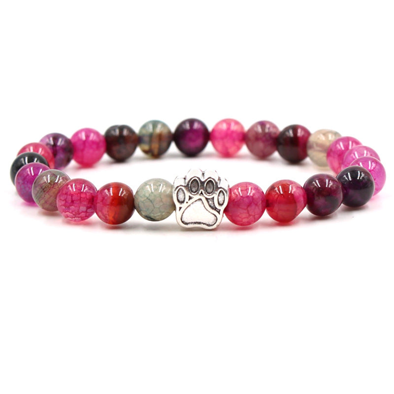 Pulsera de calma positiva con pata de perro de ágata verde de ágata india