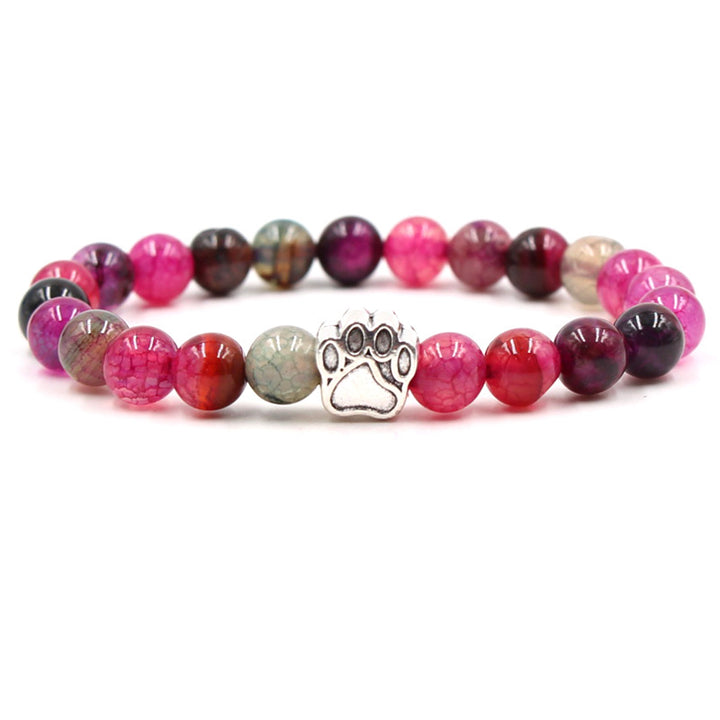 Pulsera de calma positiva con pata de perro de ágata verde de ágata india