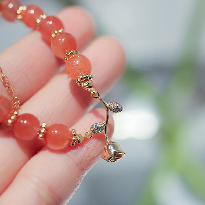 Pulsera de cadena tranquila con Buddha Stones, ágata roja natural, rosa, confianza