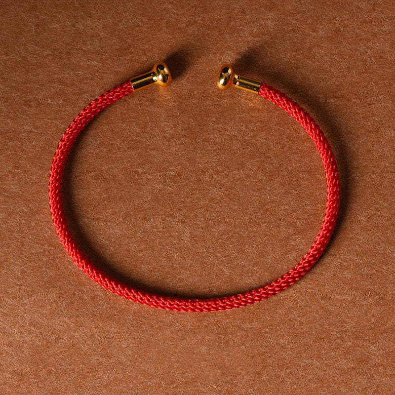 Pulsera de cuerda trenzada de la suerte hecha a mano con diseño simple de Buddha Stones - Rojo - image 0