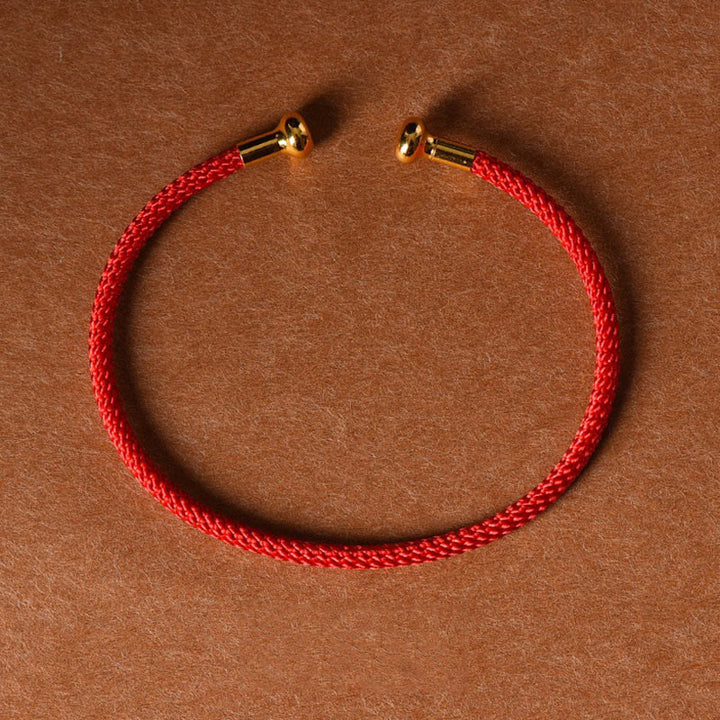 Pulsera de cuerda trenzada de la suerte hecha a mano con diseño simple de Buddha Stones - Rojo - image 0