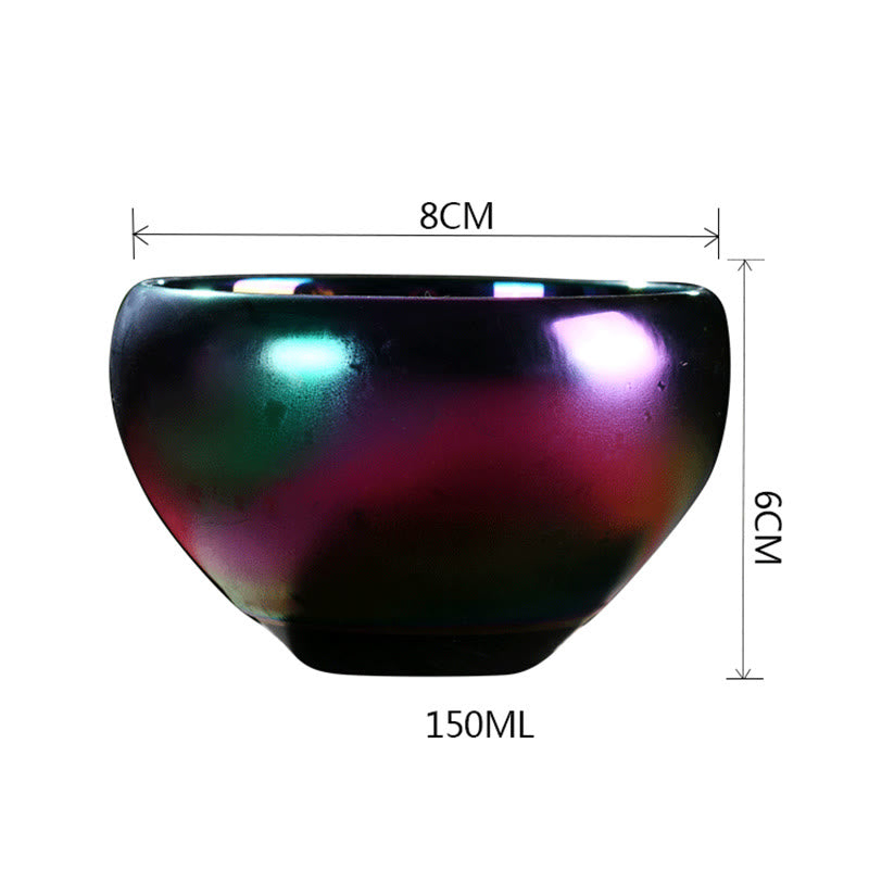 Taza de té de cerámica con incrustaciones de Jianzhan chino, con forma de Buddha Stones , loto, fénix, pez koi, pavo real, cambio de horno, taza de té de kung fu