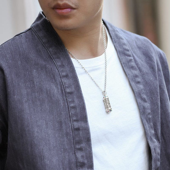 Colgante de collar de enfoque Om Mani Padme Hum tibetano con Buddha Stones - image 3