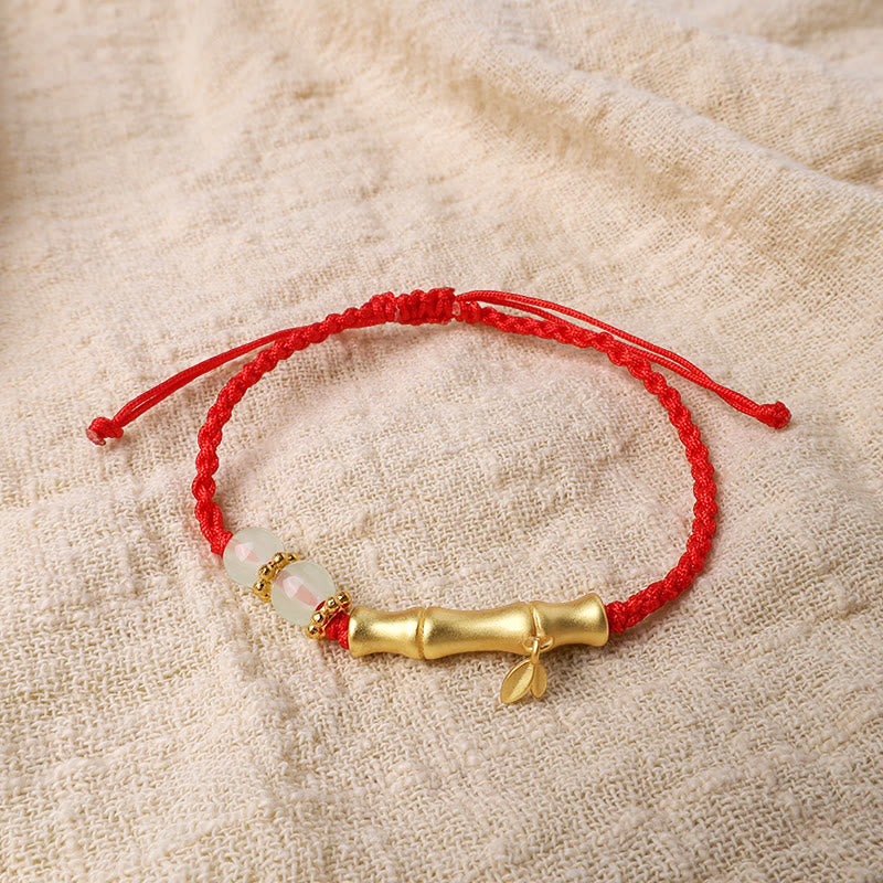 Pulsera trenzada de fuerza de la suerte con diseño de bambú de Buddha Stones