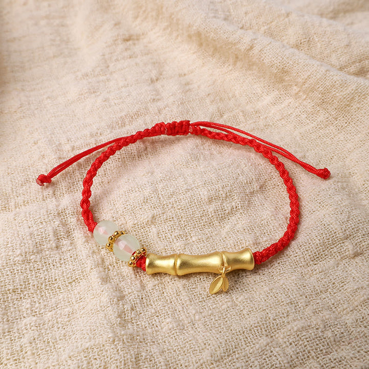 Pulsera trenzada de fuerza de la suerte con diseño de bambú de Buddha Stones